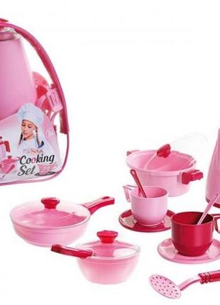 Набір дитячого посуду "cooking set" 23 предмети рожевий від юніка