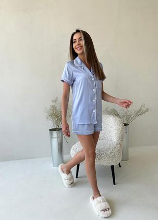 Christel домашняя женская пижама 083 рубашка и шорты голубая