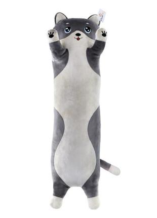 М'яка іграшка подушка "кіт-батон" сірий 10101 довжина 85см vlasotoy