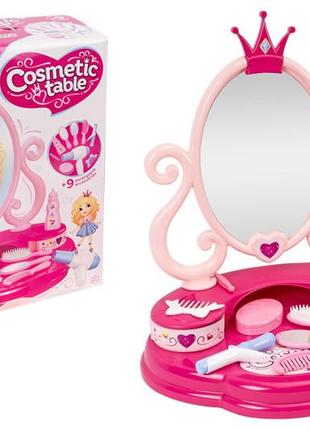 Косметичний столик дитячий з дзеркалом та аксесуарами, рожевий, від технок тойс