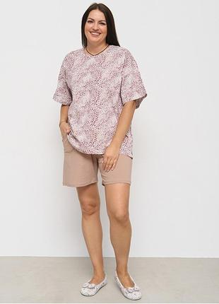 Піжама жіночий шорти та футболка з малюнком 15308