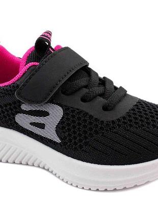 Чорно-малинові текстильні кросівки для дівчинки apawwa