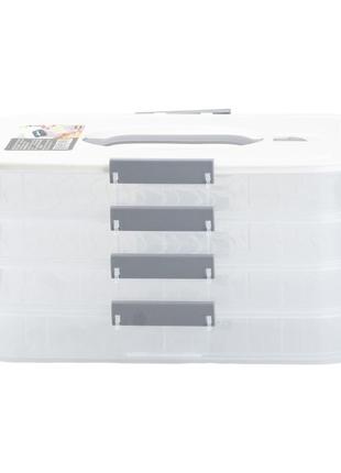 Трёхъярусный пищевой контейнер, для хранения и замораживания продуктов серый 32*21*16,5 см. hp50656w