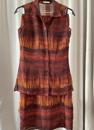 Стильный летний комплект из юбки и блузки в стиле бохо