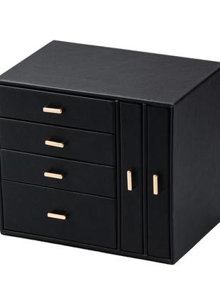 Шкатулка-органайзер для хранения и транспортировки ювелирных изделий и бижутерии, черный, 23х17,5х26 см