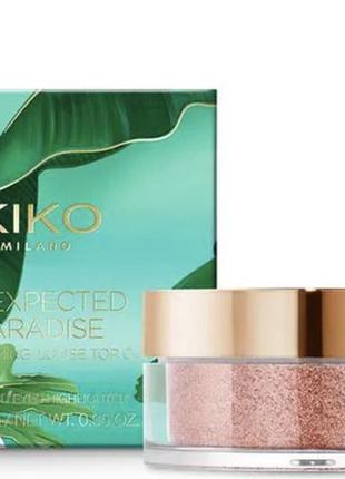 Пудра-хайлайтер для лица и зоны глаз unexpected paradise transforming loose top coat kiko milano