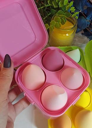Спонж яйце для макіяжу набір 4 шт у коробочці