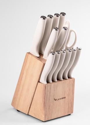 Набір кухонних ножів на дерев'яній підставці 14 предметів