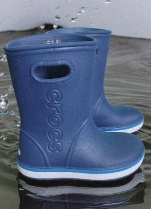 Резиновые сапоги детские crocs kids crocband rain boot navy