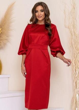 Жіноча сукня з рукавом ліхтариком червоного кольору р.42 372892
