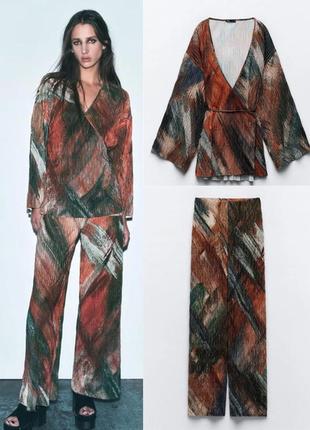 Плиссированный костюм zara кимоно s-m2 фото