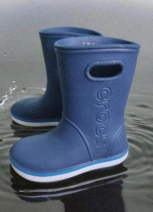 Резиновые сапоги детские crocs kids crocband rain boot navy