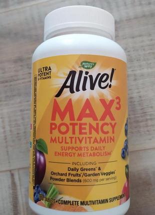 Nature's way alive! max3 potency multivitamin мультивитамины максимальное действие 60 таблеток