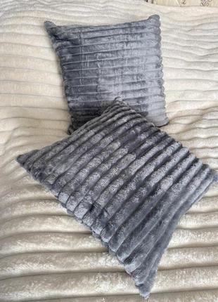 Декоративна подушка шарпей 50х50 см, плюшева подушка шарпей графіт