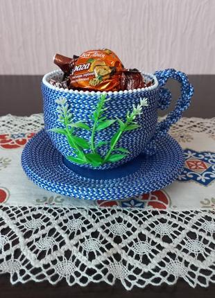 💙 кружка корзинка ваза цукерниця в'язана плетена хенд мейд органайзер сувенір декор подарунок