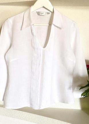 Белоснежная блуза рубашка из льна