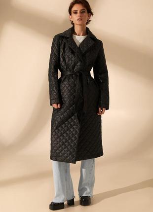 Куртка-пальто миди стеганое черное s vovk