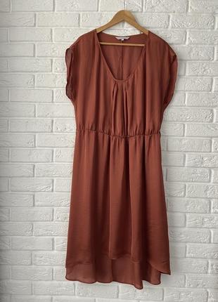 Платье атлас коричневое медное