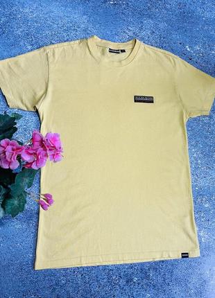 Желтая футболка мужская napapijri (оригинал)