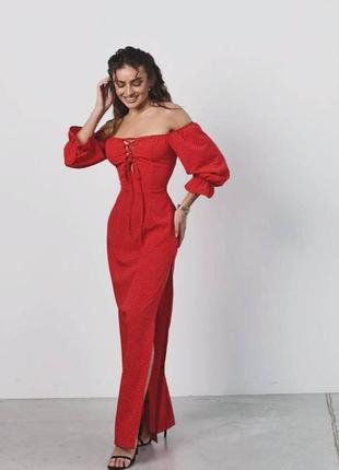 Жіноча сукня із софту міді колір червоний р.42/44 459214