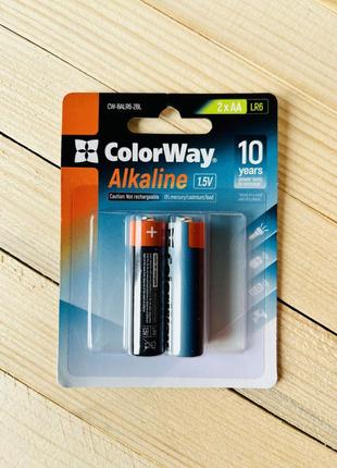 Батарейки сolorway alkaline power лужні aa (2шт) blister (cw-balr06-2bl)