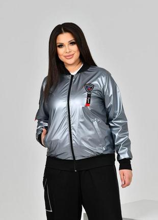 Жіноча куртка колір металік р.48/50 453433