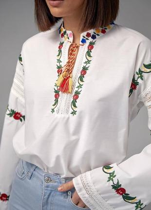 Турецкая хлопковая блуза блузка вышиванка с рукавами клеш