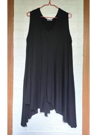 Чёрное асимметрическое платье свободного кроя из вискозы от moonshine батал 🌿 наш 50-52рр
