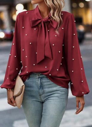 Бордова блуза декорована перлинками, 1500+ відгуків