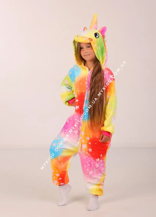 Пижама кигуруми на ребенка единорог цветной резиновая звезды, костюм единорога