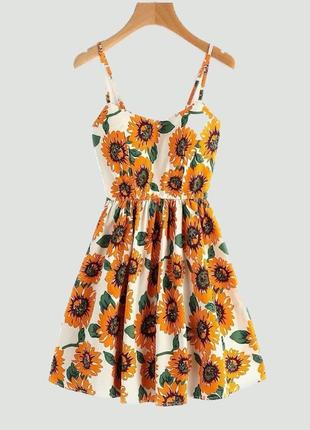 Сукня у соняхах shein міні у квітах жіноча весняна літня плаття