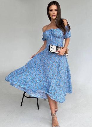 Женское летнее платье из ткани софт люкс с мелким принтом размеры 42-48