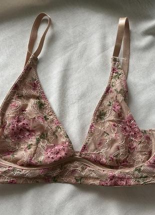 Бюст в сетку цветочный принт