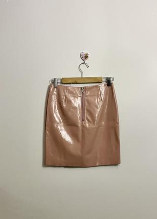 Юбка мини лакированная розовая латекс2 фото