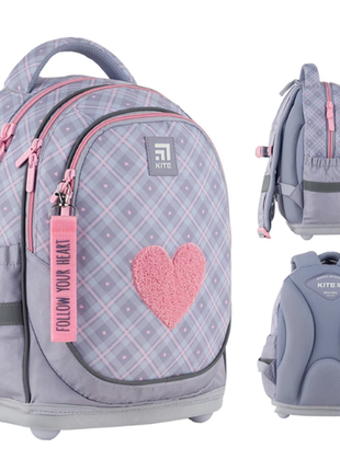 Kite школьный рюкзак k24-724s-1 fluffy heart