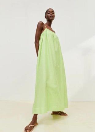 Льняной сарафан h&m платье из льна на бретелях