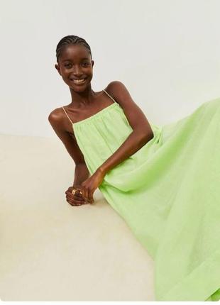 Лляний сарафан h&m сукня з льону на бретелях