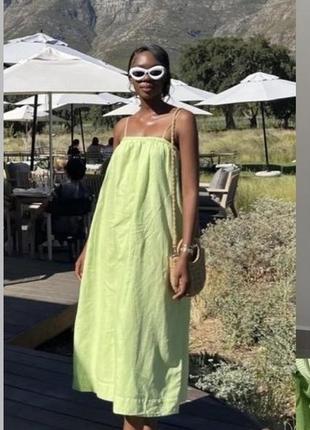 Лляний сарафан h&m сукня з льону на бретелях