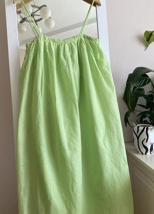 Лляний сарафан h&m сукня з льону на бретелях