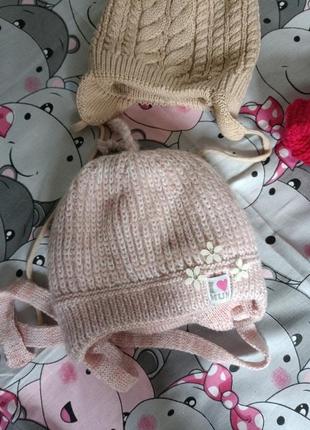Теплые шапочки для новорожденных
