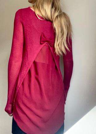 Бордовая блуза кофточка с шифоновыми вставками итальянская m