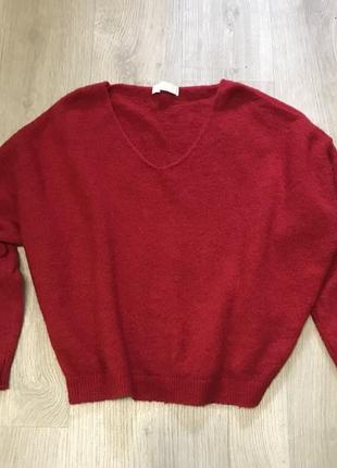 Свитер пуловер красный женский  кроп укороченный бренд guinea