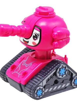 Игрушка заводная танк, розовый робот