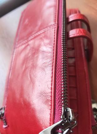 Кошелек (гаманець). ярко красный. натуральная кожа8 фото