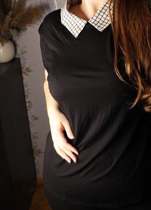 Новая черная блуза с воротничком, размер 50