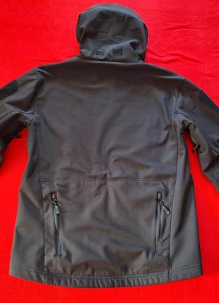 Тактична куртка soft shell black на флісі m/s6 фото