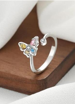 Кольцо кольцо бабочка нежное с цирконами