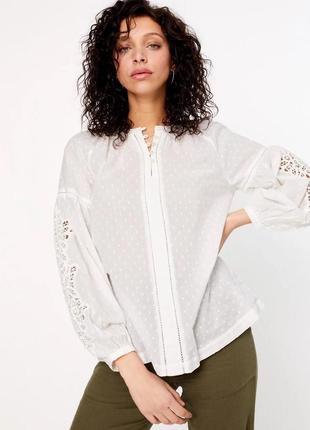 Marks&spencer m&s неймовірна натуральна блуза блузка вишиванка вишивка оверсайз бренд marks& spencer peruna, р.uk 14
