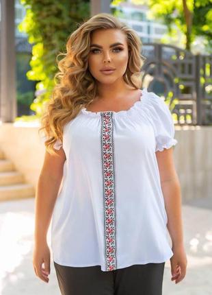 Жіноча сорочка блузка з короткими рукавами 00_2/0045/08 софт (48-50,52-54,56-58,60-62 великі  розміри )