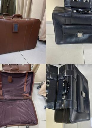 Винтажный кожаный чемодан саквояж